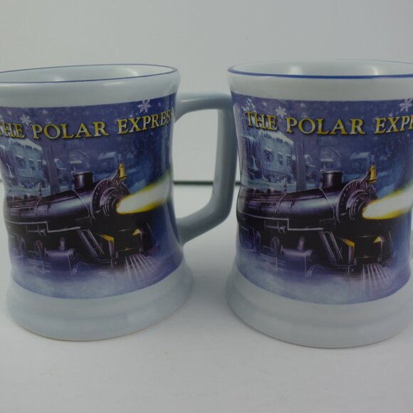 Pair of Polar Express Mugs, Heavy Ceramic, Embossed Design, LIKE NEW Condition - Picture 1 of 10